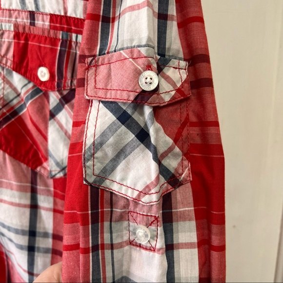 Southpole‎ xl red plaid long sleeve button down shirt - Picture 4 of 5